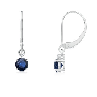 4mm AA Solitaire Blue Sapphire Dangle Earrings with Diamond in P950 Platinum