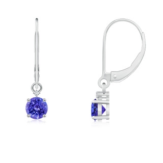 4mm AAAA Solitaire Tanzanite Dangle Earrings with Diamond in P950 Platinum