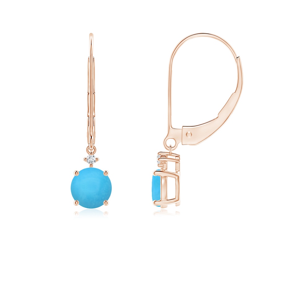 5mm AAA Solitaire Turquoise Dangle Earrings in Rose Gold 