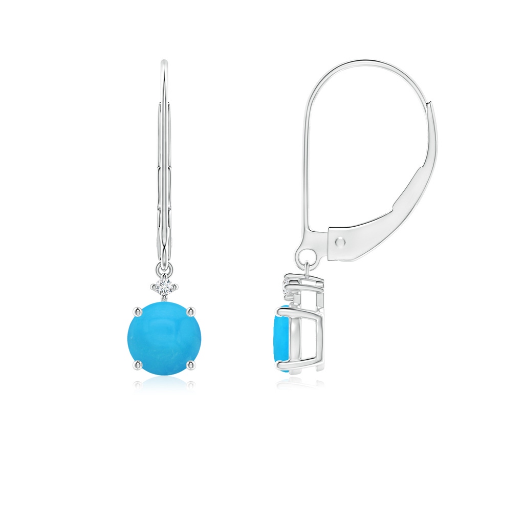 5mm AAAA Solitaire Turquoise Dangle Earrings in White Gold