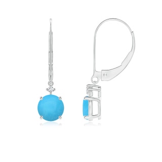 6mm AAA Solitaire Turquoise Dangle Earrings in White Gold