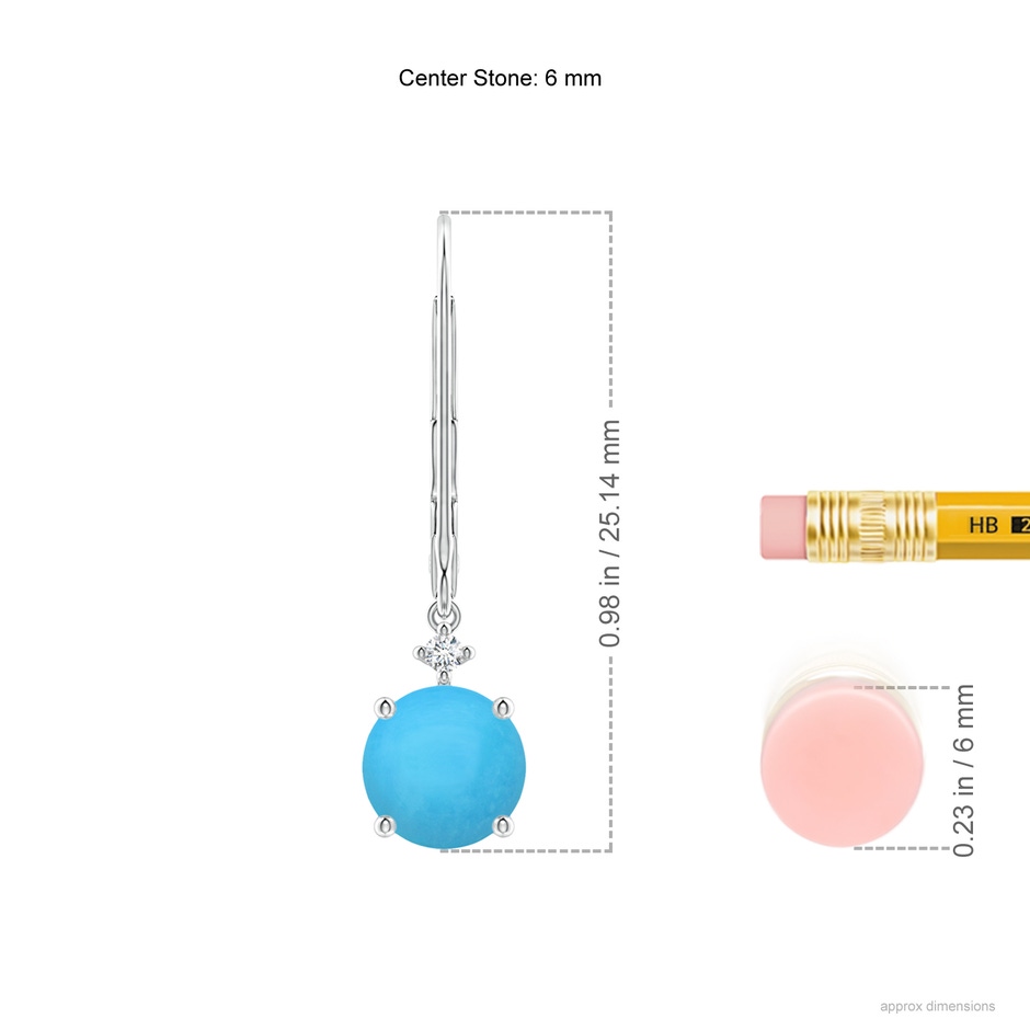 6mm AAA Solitaire Turquoise Dangle Earrings in White Gold product image