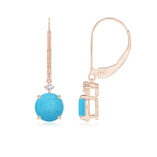 7mm A Solitaire Turquoise Dangle Earrings in Rose Gold