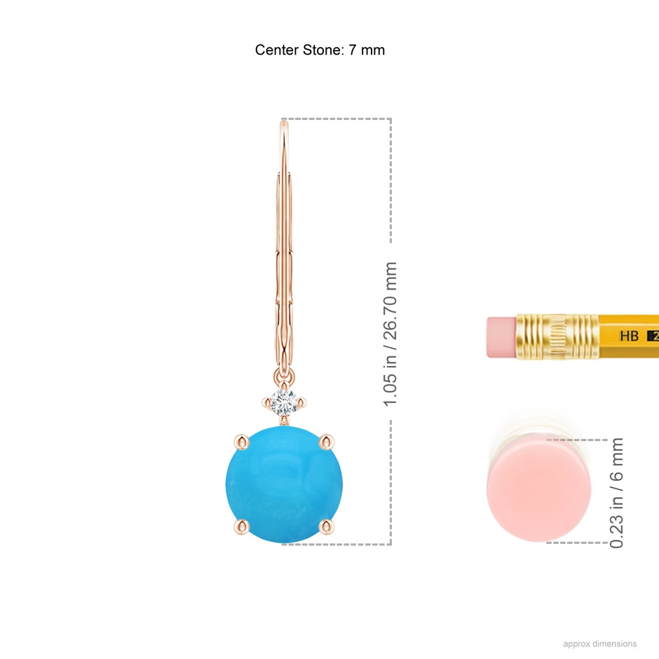 7mm AAAA Solitaire Turquoise Dangle Earrings in Rose Gold product image