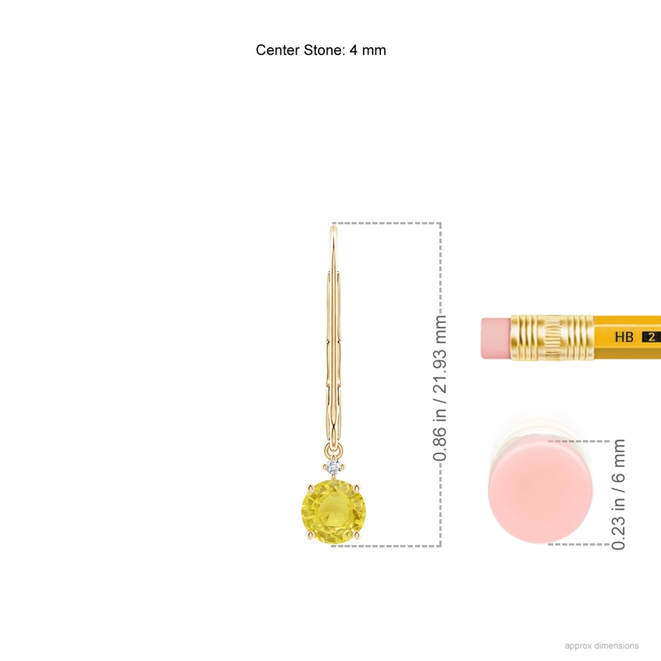 4mm A Solitaire Yellow Sapphire Dangle Earrings with Diamond in Yellow Gold product image