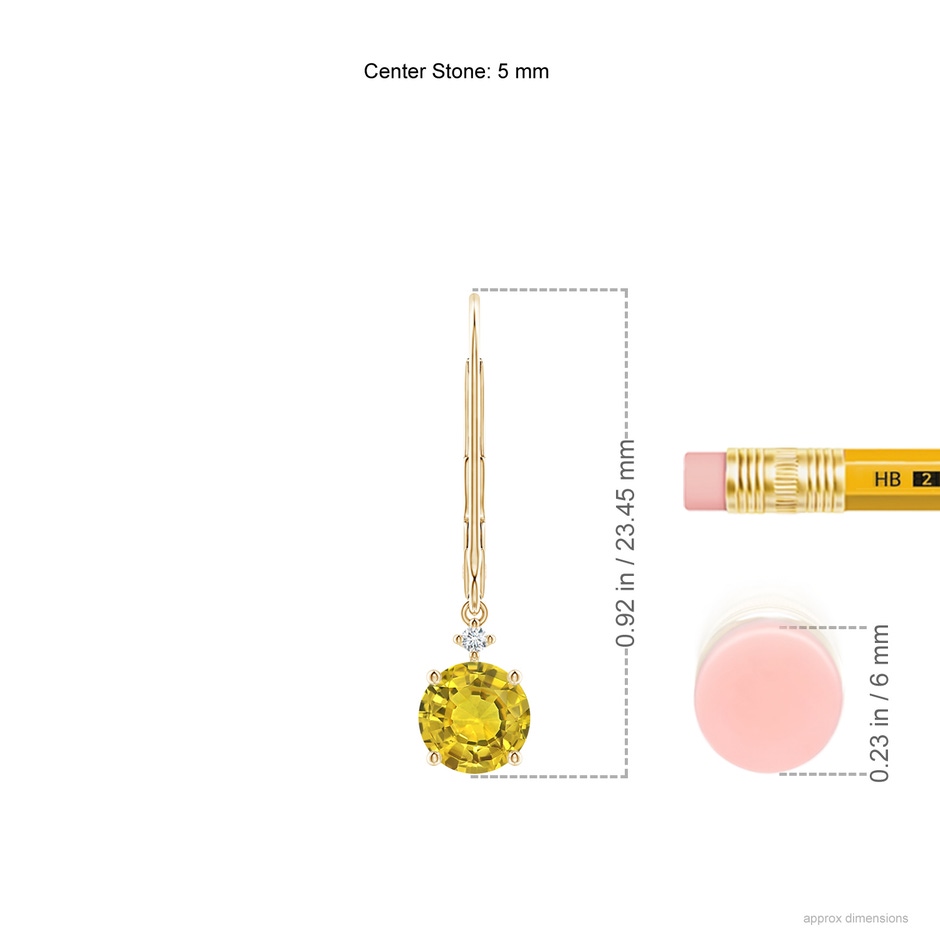 5mm AAAA Solitaire Yellow Sapphire Dangle Earrings with Diamond in Yellow Gold product image