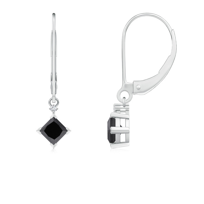 3.5mm AA Princess-Cut Black Diamond Leverback Earrings in P950 Platinum