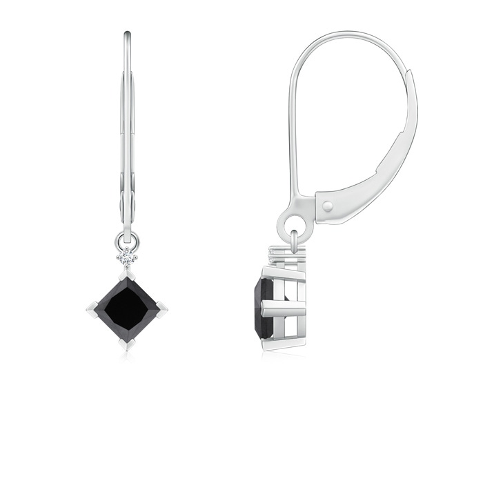 3.5mm AA Princess-Cut Black Diamond Leverback Earrings in P950 Platinum 