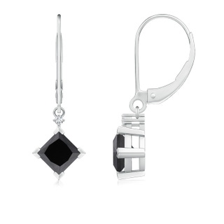 4.4mm AA Princess-Cut Black Diamond Leverback Earrings in P950 Platinum