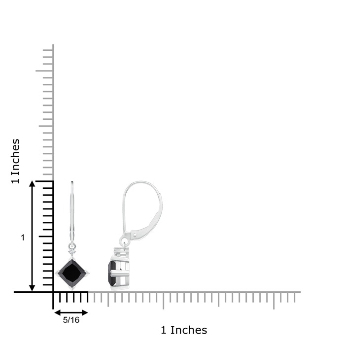 4.4mm AA Princess-Cut Black Diamond Leverback Earrings in P950 Platinum product image