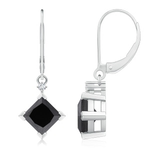 5.5mm AA Princess-Cut Black Diamond Leverback Earrings in P950 Platinum