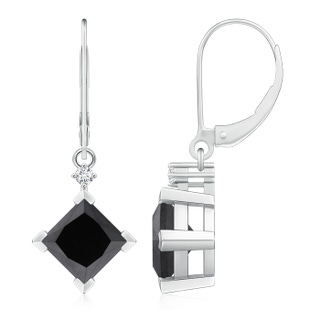 6.4mm AA Princess-Cut Black Diamond Leverback Earrings in P950 Platinum