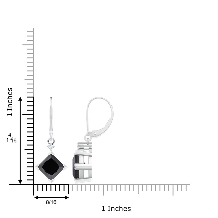 6.4mm AA Princess-Cut Black Diamond Leverback Earrings in P950 Platinum Product Image