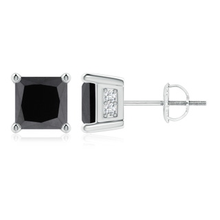 5.4mm AA Princess-Cut Black Diamond Solitaire Stud Earrings in P950 Platinum