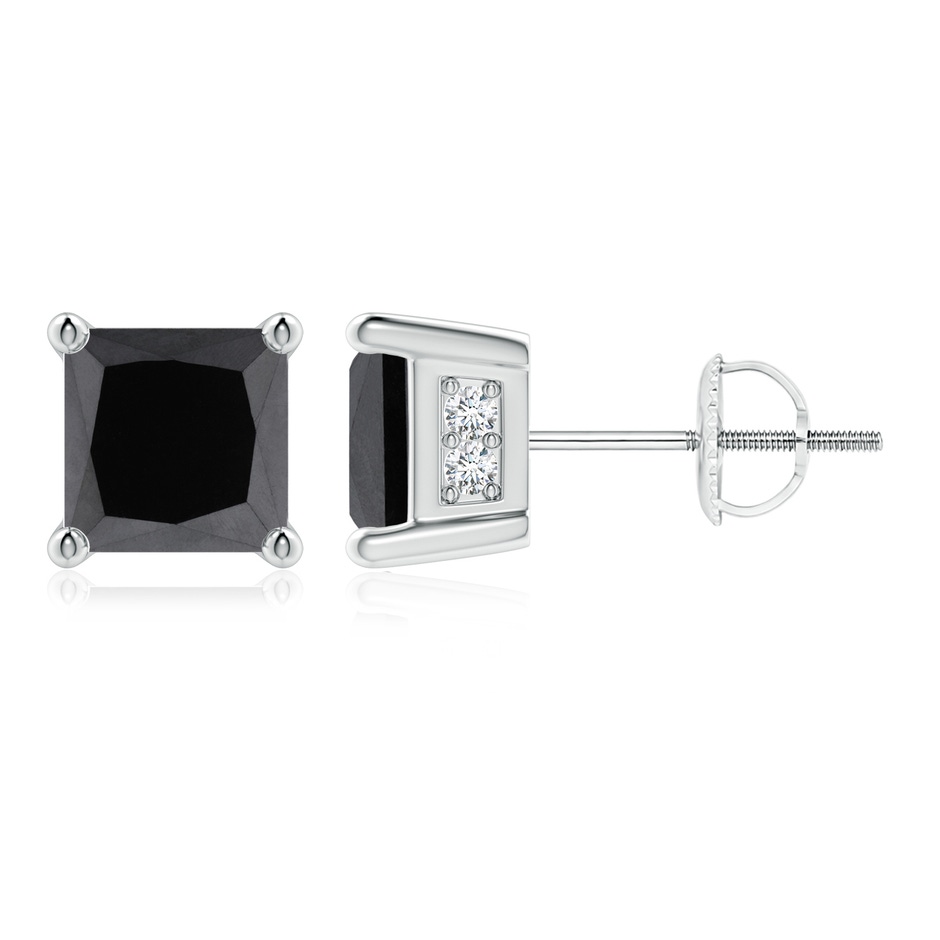5.4mm AA Princess-Cut Black Diamond Solitaire Stud Earrings in P950 Platinum 
