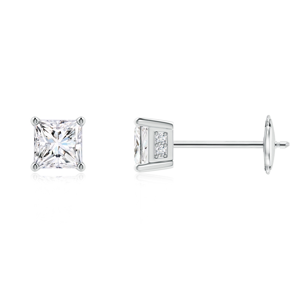 3.4mm GVS2 Princess-Cut Diamond Solitaire Stud Earrings in White Gold