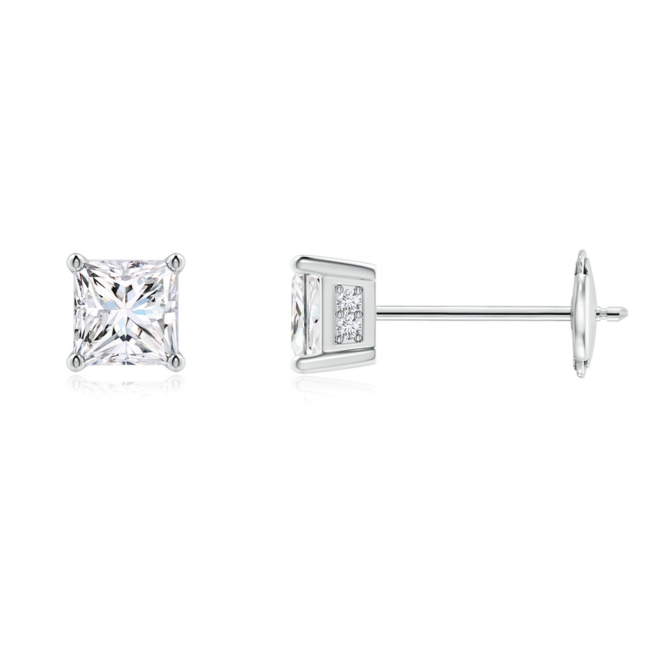 3.4mm GVS2 Princess-Cut Diamond Solitaire Stud Earrings in White Gold 
