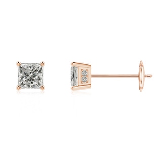 3.4mm KI3 Princess-Cut Diamond Solitaire Stud Earrings in Rose Gold