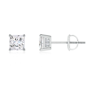 4mm GVS2 Princess-Cut Diamond Solitaire Stud Earrings in P950 Platinum