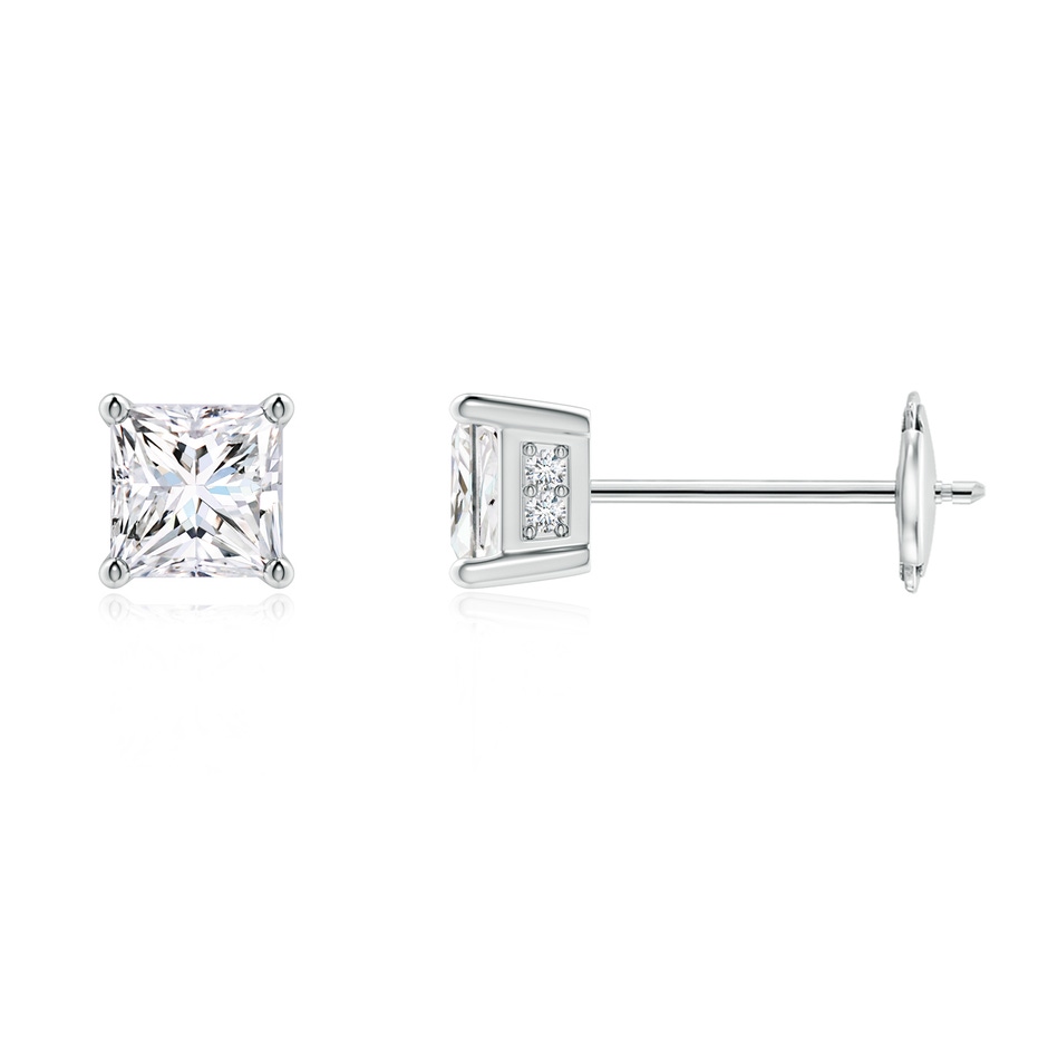 4mm GVS2 Princess-Cut Diamond Solitaire Stud Earrings in White Gold 