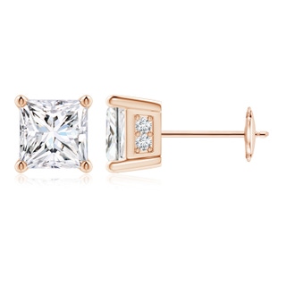 5.4mm GVS2 Princess-Cut Diamond Solitaire Stud Earrings in Rose Gold
