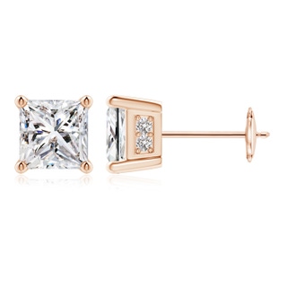 5.4mm IJI1I2 Princess-Cut Diamond Solitaire Stud Earrings in Rose Gold