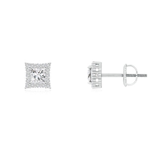 3mm HSI2 Princess-Cut Diamond Halo Stud Earrings in White Gold