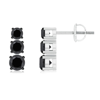 5.5mm AA Graduated Black Diamond Three Stone Earrings in White Gold