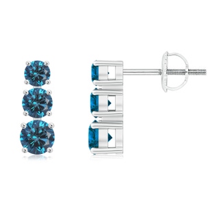 5.5mm AAA Graduated Blue Diamond Three Stone Earrings in P950 Platinum