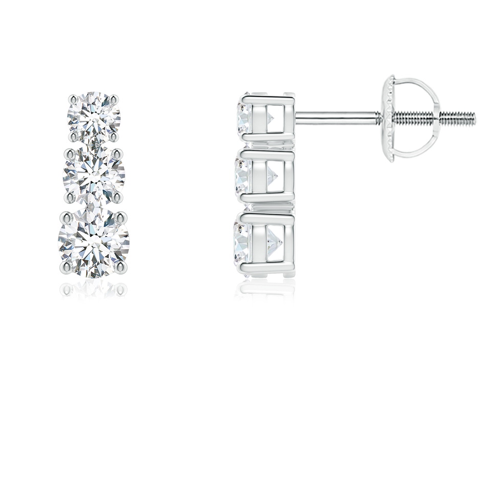 3.5mm GVS2 Graduated Diamond Three Stone Earrings in White Gold 