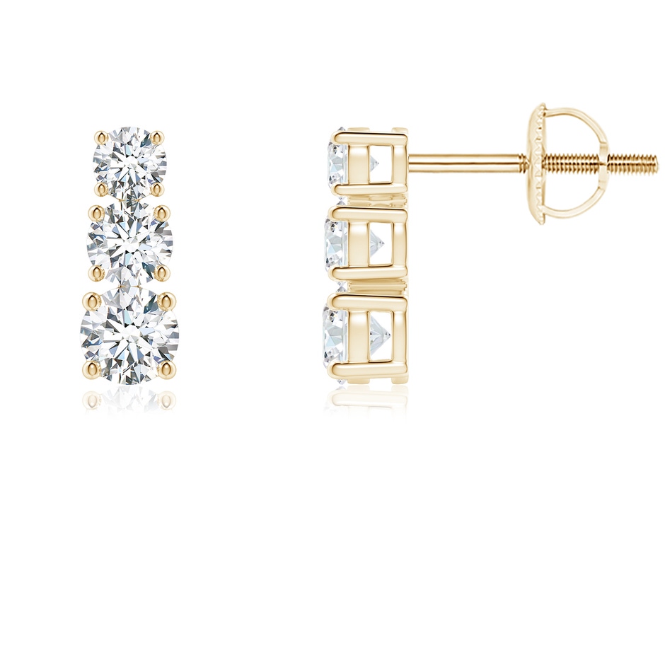 3.5mm GVS2 Graduated Diamond Three Stone Earrings in Yellow Gold 