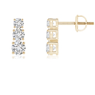 3.5mm HSI2 Graduated Diamond Three Stone Earrings in Yellow Gold