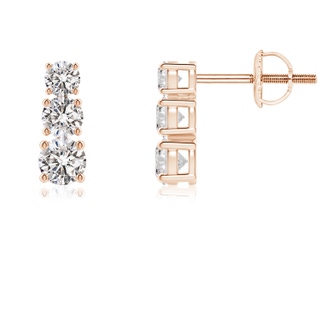 3.5mm IJI1I2 Graduated Diamond Three Stone Earrings in Rose Gold