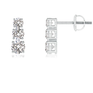 3.5mm IJI1I2 Graduated Diamond Three Stone Earrings in White Gold