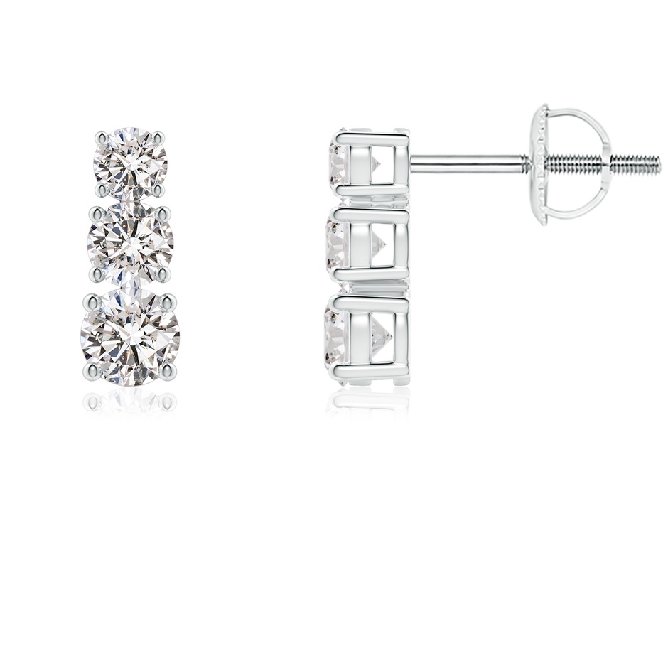 3.5mm IJI1I2 Graduated Diamond Three Stone Earrings in White Gold 