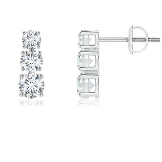 3.8mm GVS2 Graduated Diamond Three Stone Earrings in P950 Platinum