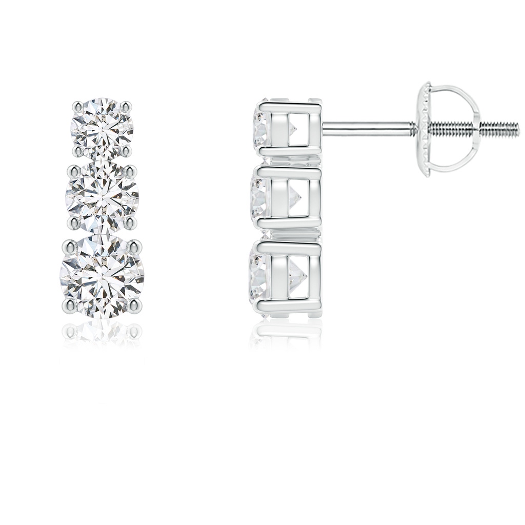 3.8mm HSI2 Graduated Diamond Three Stone Earrings in White Gold