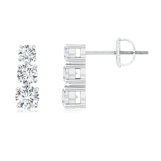 4mm GVS2 Graduated Diamond Three Stone Earrings in 9K White Gold