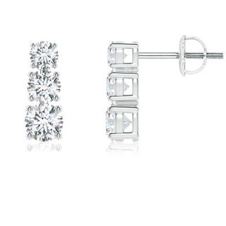 4mm GVS2 Graduated Diamond Three Stone Earrings in P950 Platinum