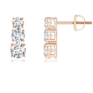 4mm GVS2 Graduated Diamond Three Stone Earrings in Rose Gold