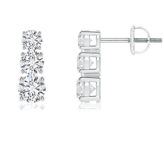 4mm HSI2 Graduated Diamond Three Stone Earrings in P950 Platinum