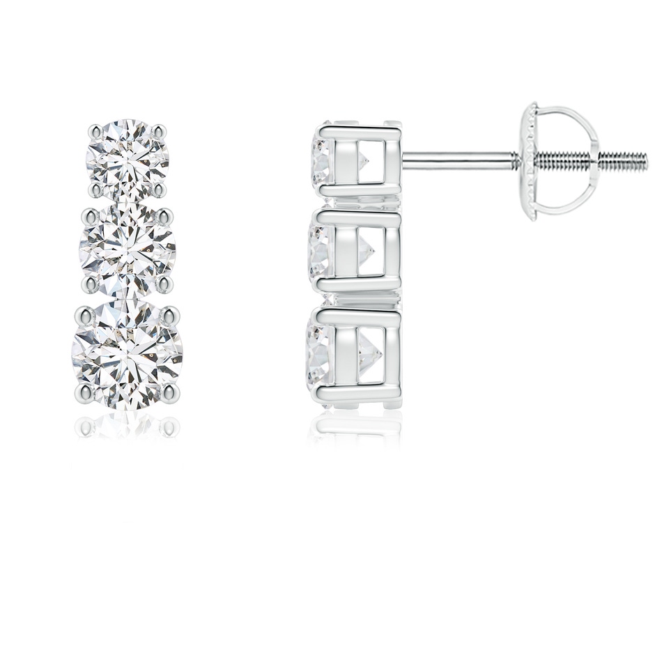 4mm HSI2 Graduated Diamond Three Stone Earrings in White Gold 