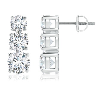 5.5mm GVS2 Graduated Diamond Three Stone Earrings in P950 Platinum