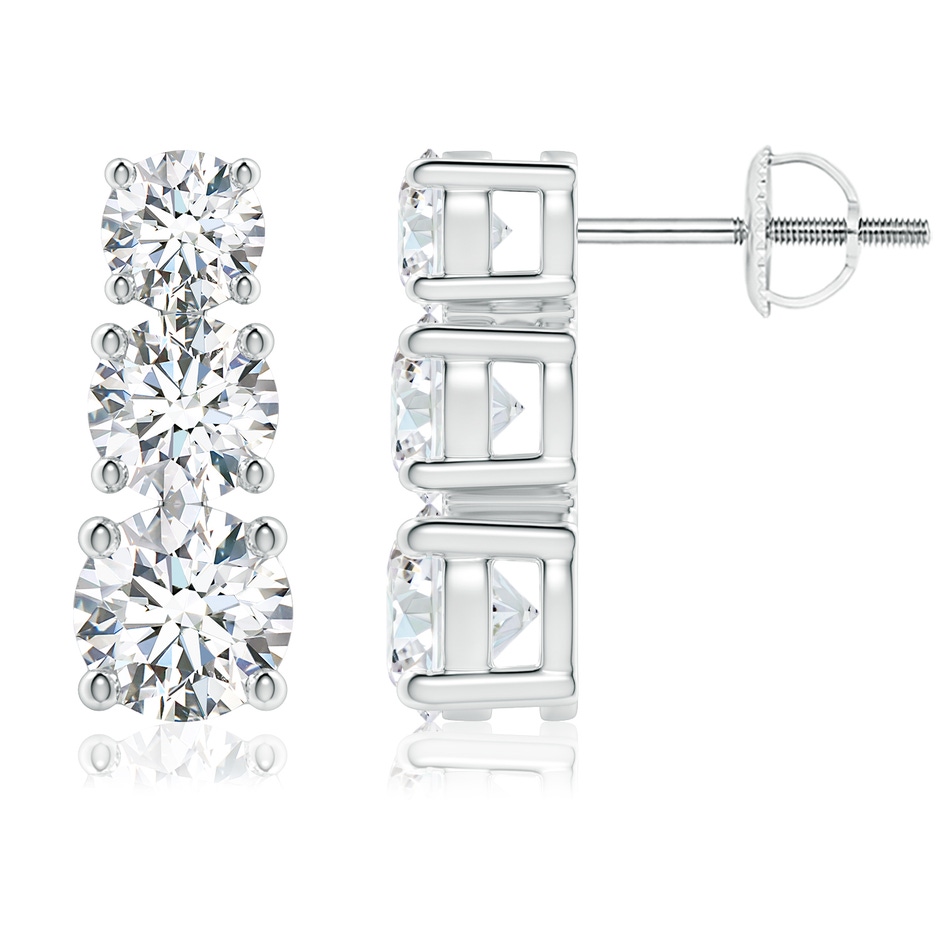 5.5mm GVS2 Graduated Diamond Three Stone Earrings in P950 Platinum 