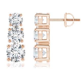 5.5mm GVS2 Graduated Diamond Three Stone Earrings in Rose Gold