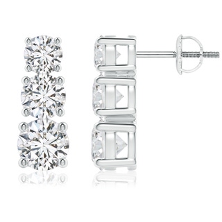 5.5mm HSI2 Graduated Diamond Three Stone Earrings in P950 Platinum