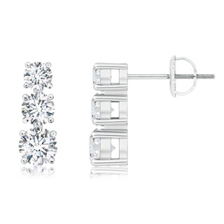 6.5mm GVS2 Graduated Diamond Three Stone Earrings in 9K White Gold