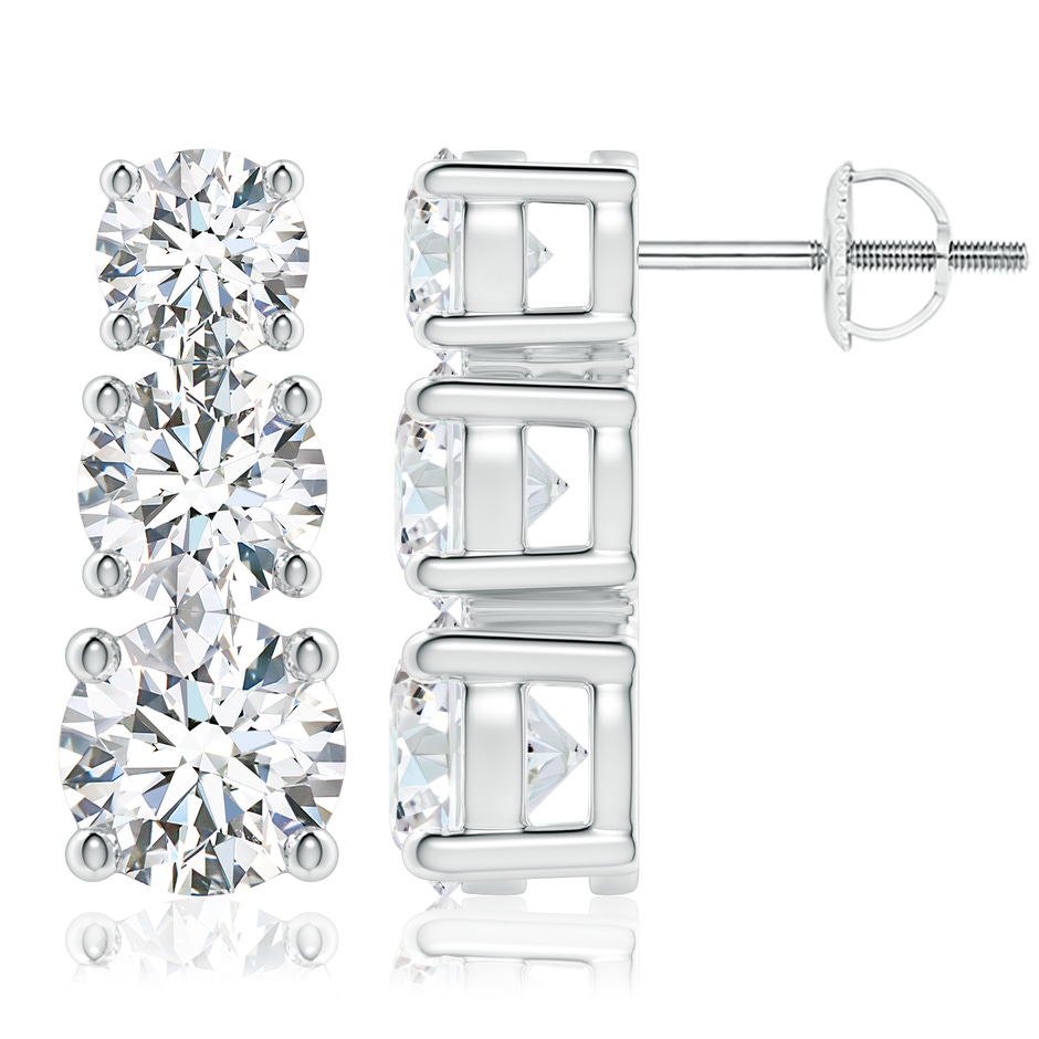 6.5mm GVS2 Graduated Diamond Three Stone Earrings in White Gold 