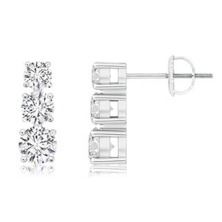 6.5mm HSI2 Graduated Diamond Three Stone Earrings in 9K White Gold