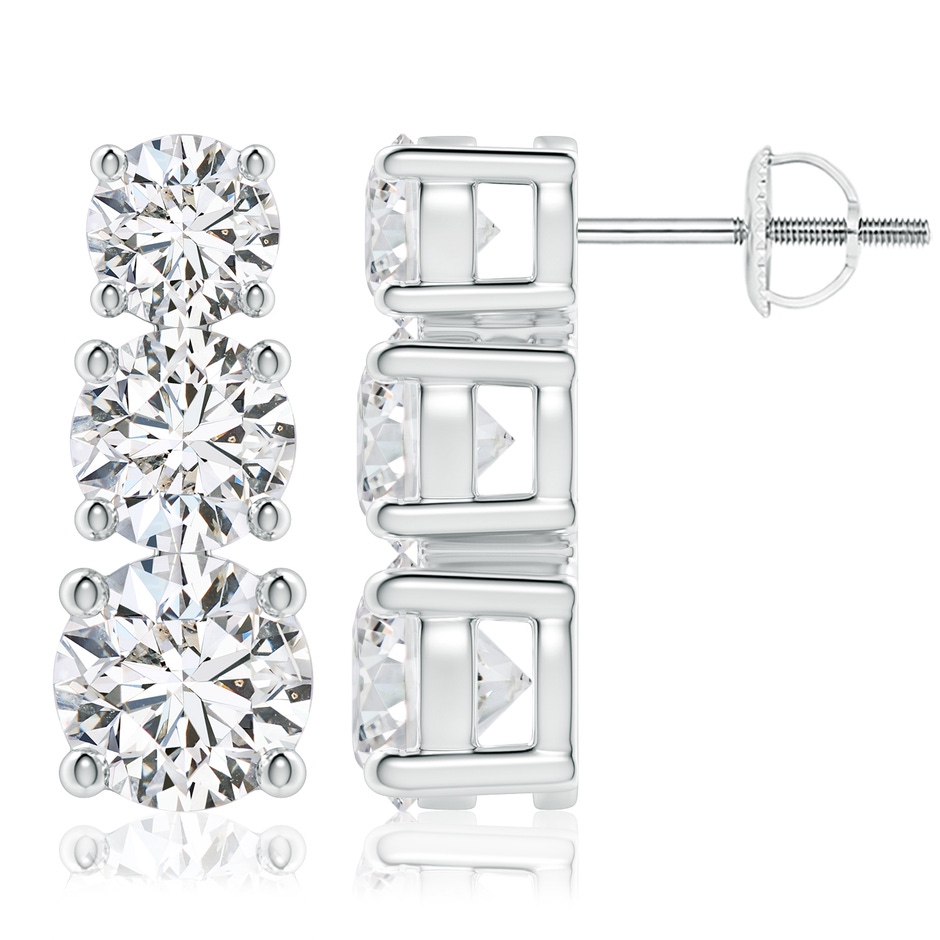 6.5mm HSI2 Graduated Diamond Three Stone Earrings in P950 Platinum 